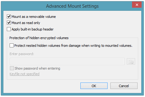 Cryptic Disk advanced mount settings: read-only mode for testing a backup