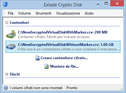 Senza etichette o marcatori nel contenitore criptato