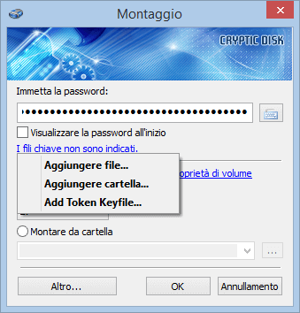 Impostazione dei file e cartelle chiave nel Cryptic Disk