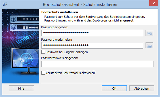 Bootschutzassistent mit der Option für den versteckten Schutzmodus